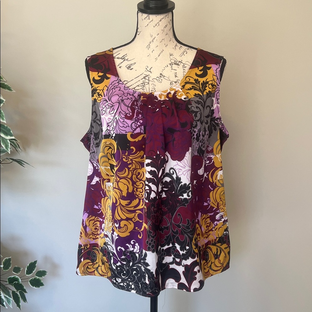 212 Collection Purple and Yellow Floral Top